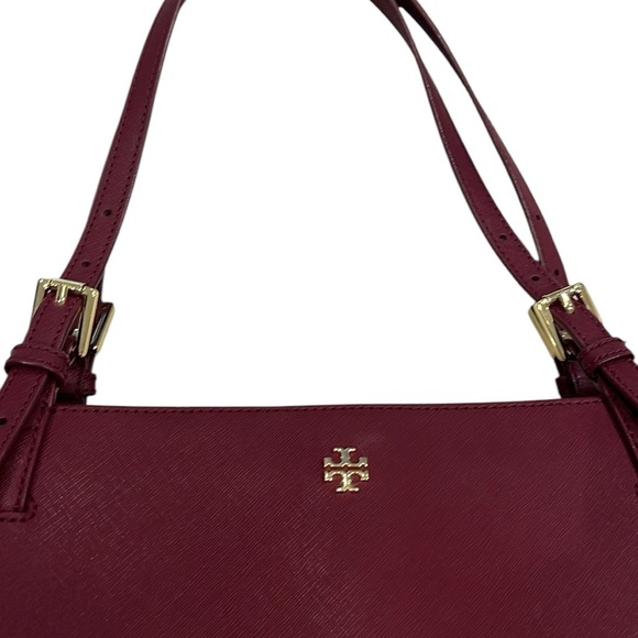 Tory Burch Burgundy Saffiano Leather Tote - Picture 9 of 12
